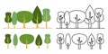 Forest Vector Icon Design Set Green Monochrome Mark